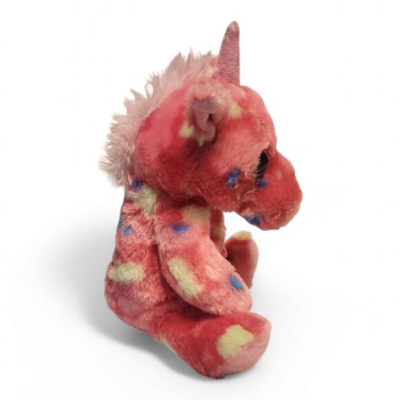 Adorable Unicorn Plush – Fuzzy Pink with Multicolored Spots, 6" Tall, 2018 - Picture 4 of 8